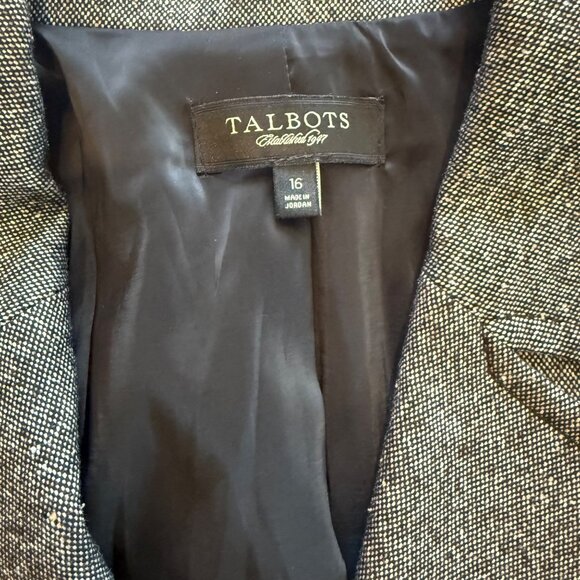 Talbots Womens Charcoal Gray Wool Blend Blazer Size 16 With Button Closure - Picture 2 of 8
